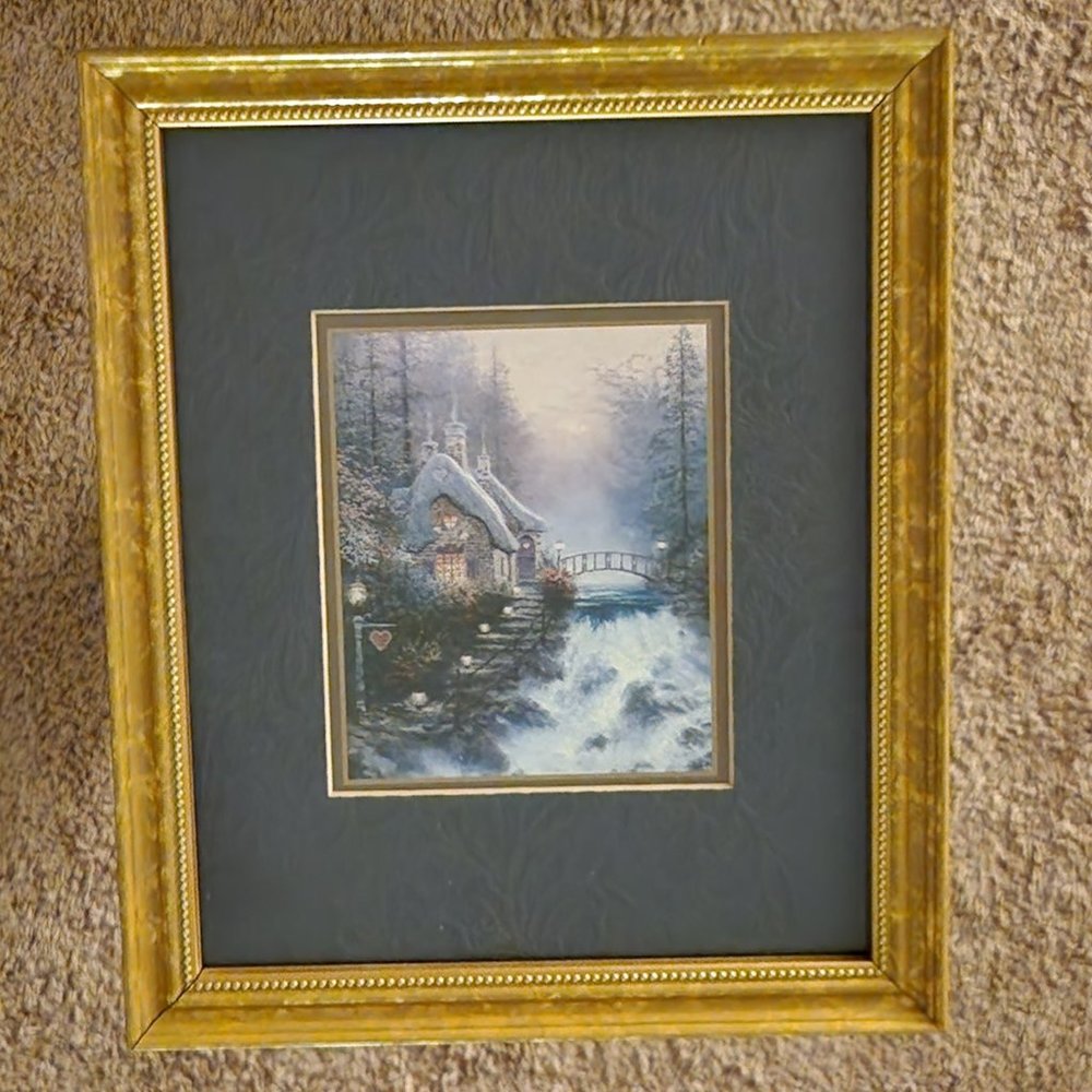 Accent Print of Thomas Kinkade's masterful oil painting - Sweetheart Cottage.